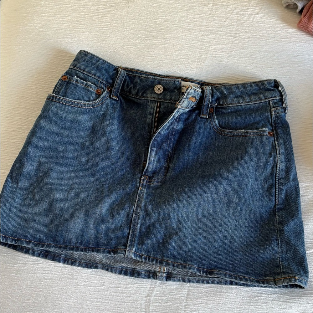 Abercrombie & Fitch Blue Denim Skirt Curve Love 25 Mid Rise